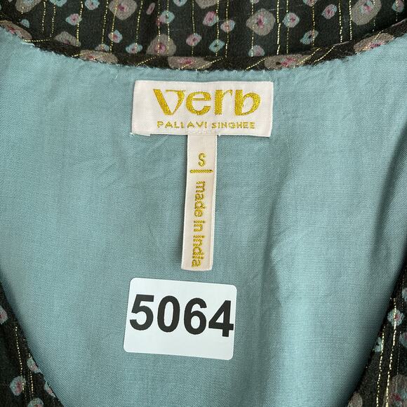 Verb Pallavi Singhee Top Women S Blue Multicolor Sleeveless Beaded Boho Metallic - Picture 8 of 11